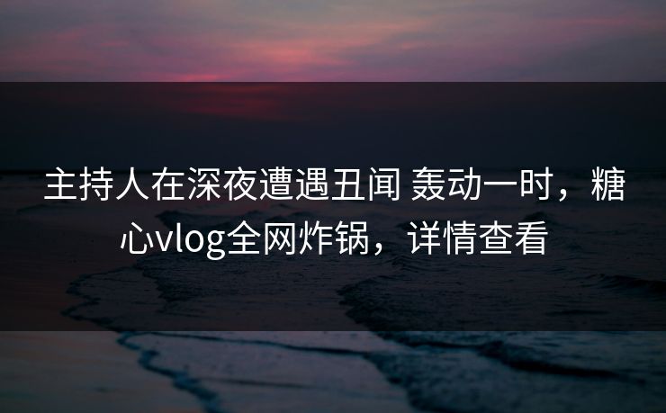 主持人在深夜遭遇丑闻 轰动一时,糖心vlog全网炸锅,详情查看 主持人在深夜遭遇丑闻 轰动一时,糖心vlog全网炸锅,详情查看