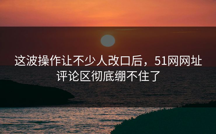 这波操作让不少人改口后，51网网址评论区彻底绷不住了