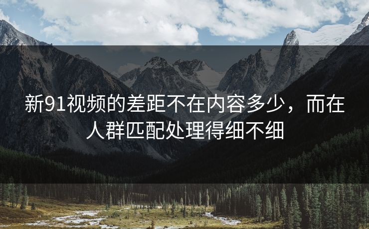 新91视频的差距不在内容多少，而在人群匹配处理得细不细
